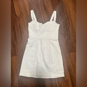 Reformation Jeans Nikki Bustier Denim Mini Dress in white